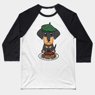 Dog eating Spaghetti - dachshund Baseball T-Shirt